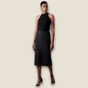 Banana Republic Black and White Faux Button Down Pin Stripe Midi Skirt